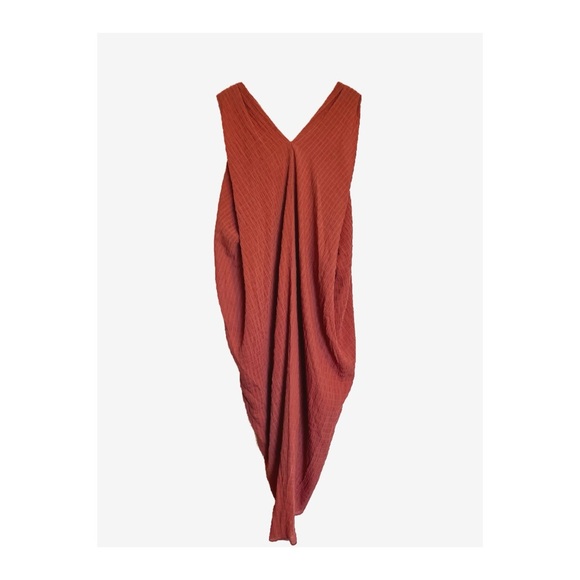 Hatch Amira Sleeveless Caftan Textured Dress Light Orange/ Terracotta One Size - Picture 3 of 7